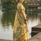 Anaita Yellow Linen Printed Saree With Blouse