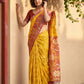 Anaita Yellow Pochampally Printed Saree With Blouse
