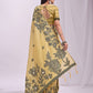 Anaita Yellow Linen Printed Saree With Blouse
