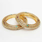 NVR Women's Set of 2 Gold-Polished Kundan Traditional Bangles - Swadesiicart