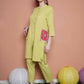 Women Republic Green Cotton Kurta Set With Embroidered Pockets | Swadesiicart