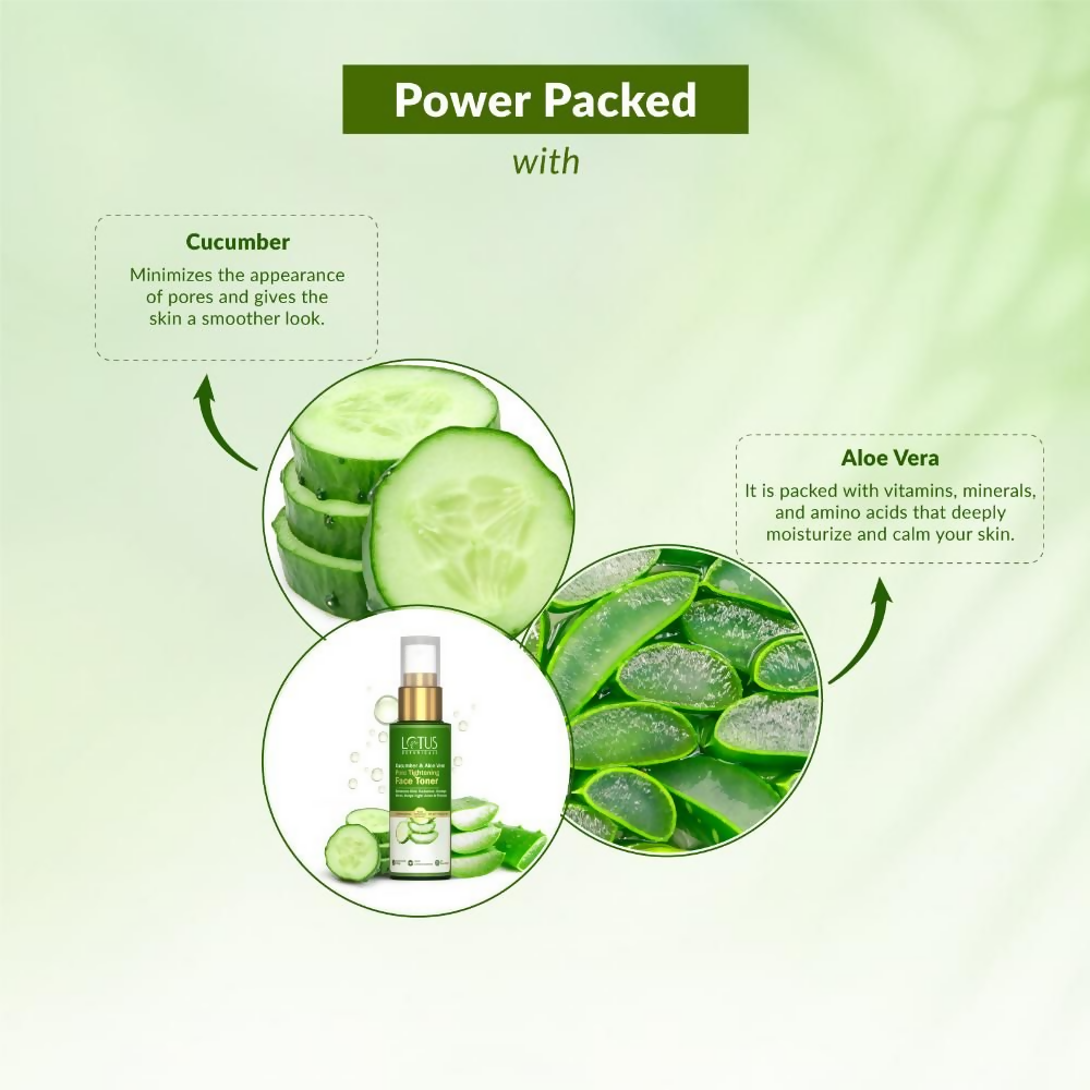 Lotus Botanicals Cucumber & Aloe Vera Pore Tightening Face Tone | Swadesiicart