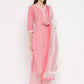 NOZ2TOZ Women Light Pink Cotton Kurta With Palazzo & Dupatta (3Pcs Set) - Swadesiicart