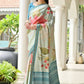 Vishnu Weaves Women's Firozi Satin Silk Printed Saree with Blouse - Swadesiicart
