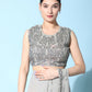 Grey Fancy Pure Fabric Plain Ready to wear Saree with stitched Blouse - Vrinda | Swadesiicart