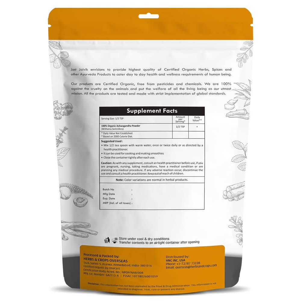 Just Jaivik Organic Ashwagandha Powder | Swadesiicart