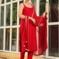 Janasya Maroon Rayon Foil Print Kurta,Bottom & Dupatta | Swadesiicart