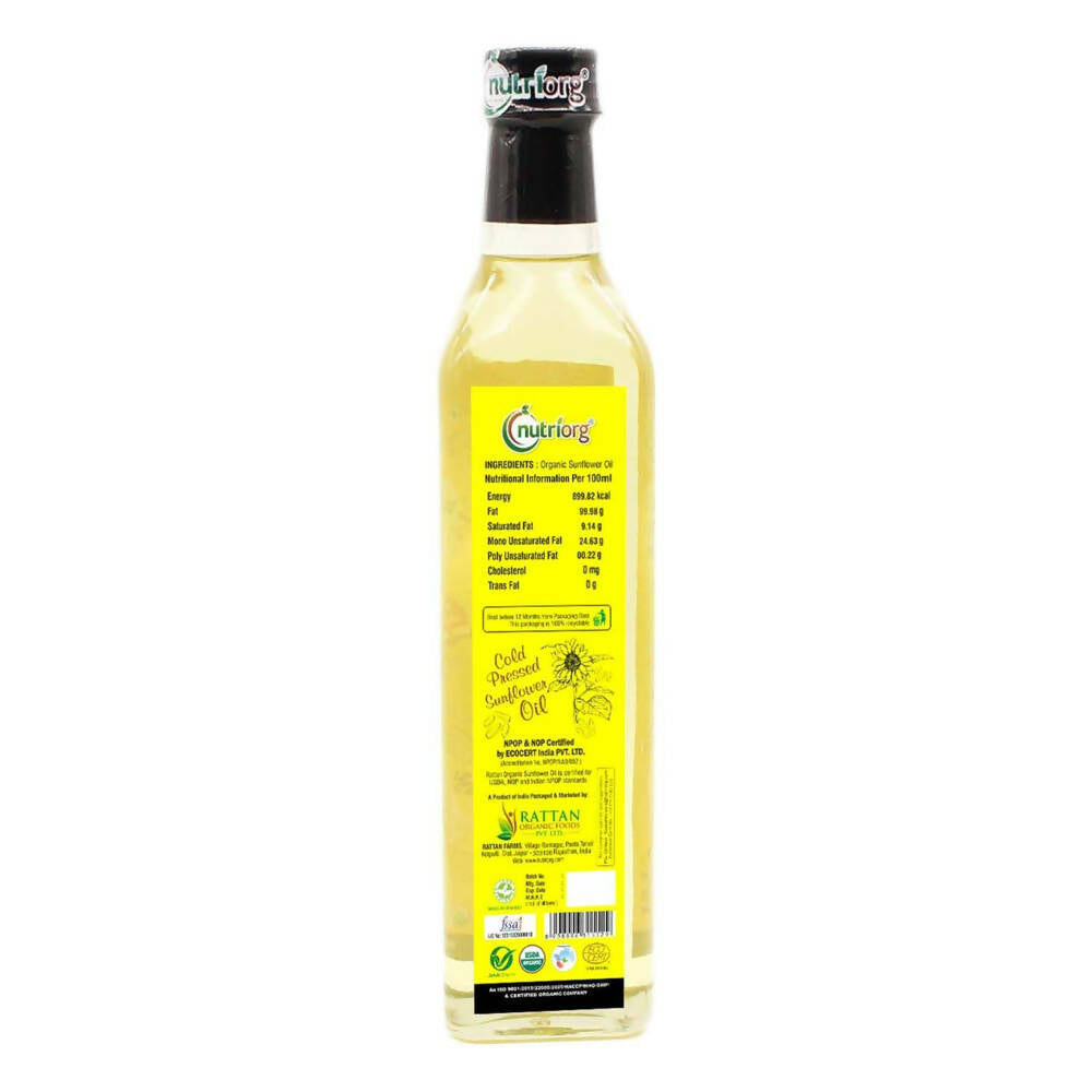 Nutriorg Organic Sunflower Oil - Swadesiicart