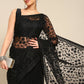 Black Woven Design Net Saree with Blouse Piece - Kalamkari