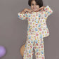 Breathables Wine Cotton Camel Print Night Suit For Kids