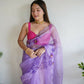 Vamsee Mudra Purple Organza Saree - Swadesiicart