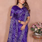 Aastha Fashion Purple Pure Dola Silk Handmade Original Bandhej Saree