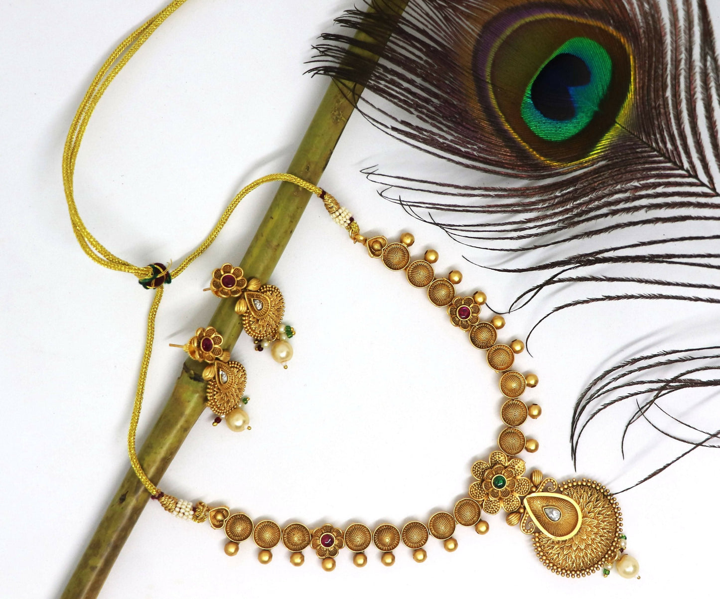 Joban Fashion Gold Pure Brass With Rajwadi Polish Necklace Set | Swadesiicart
