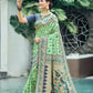 Vishnu Weaves Women's Pista Paithani Patola Silk Zari Woven Saree with Unstitched Blouse - Swadesiicart