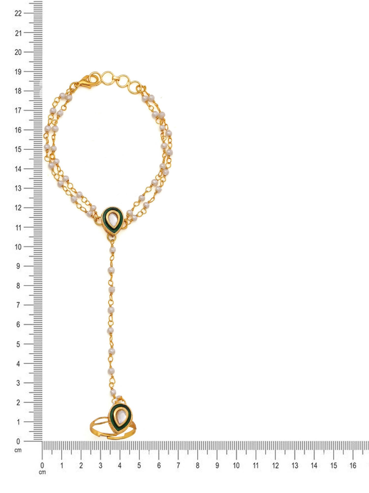 Ruby Raang Gold Green Meenakari Kundan Haath Phool | Swadesiicart