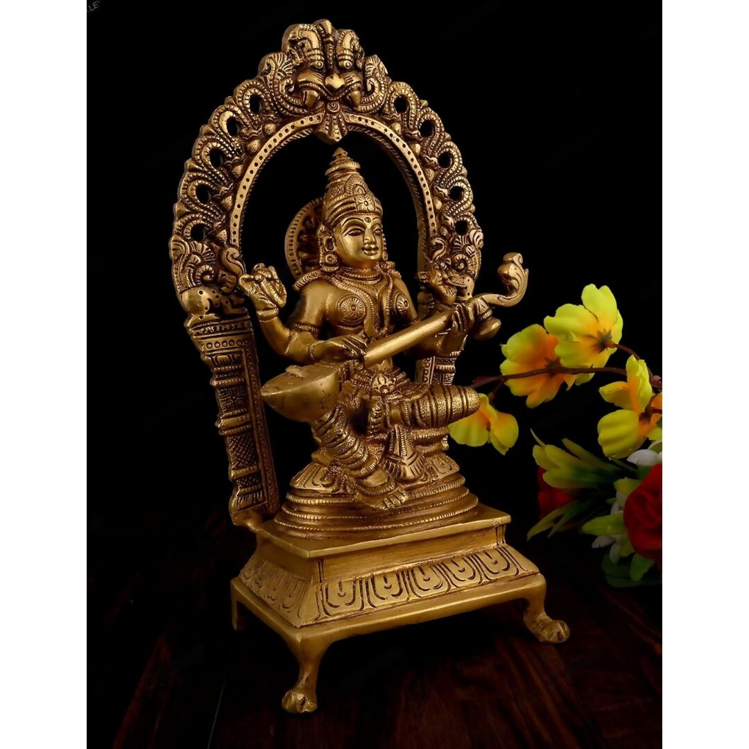 Vintage Gulley Goddess Saraswati Murti - Swadesiicart