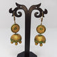 Terracotta Hanging Stud Jhumkas-Pearl Green And Gold