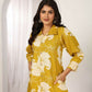 Jyoti Fashion Women's Mustard Rayon Floral Print with Side Pocket Kurtis & Sets | Swadesiicart