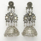 NVR Women's Silver Plated Mirror Work Oxidised Contemporary Jhumka Earrings | Swadesiicart