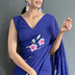 Aayaa Designer 1 min Hand Painted Ready to Wear saree - Navy Blue | Swadesiicart