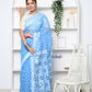 Very Much Indian Jamdhani Cotton Saree - Powder Blue | Swadesiicart