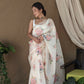 Vamsee Khadi Khatali Cream Khadi Organza Saree - Swadesiicart