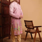 Pink Cotton Printed Chikankari Embroidery Work Kurta - Mahotsav | Swadesiicart