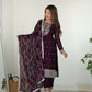 Joban Fashion Wine Kurta Set Silk Sequence Embroidery Work - Swadesiicart