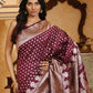 Astita Banarasi Silk Purple Saree | Swadesiicart