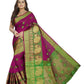 Vamika Banarasi Cotton Silk Pink Weaving Saree | Swadesiicart