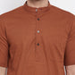 Even Apparels Brown Pure Cotton Men's H/S Kurta With Band Collar | Swadesiicart