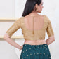 Joban Fashion Light-Gold Brocade Elbow Sleeveless Front Open Blouse - Swadesiicart
