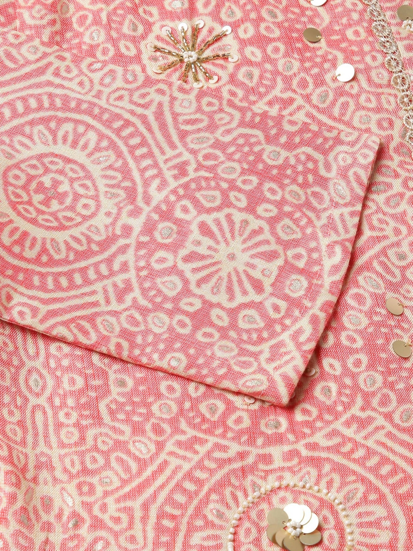 Peach Chiffon Paisley Printed Top - Himanshi - Swadesiicart