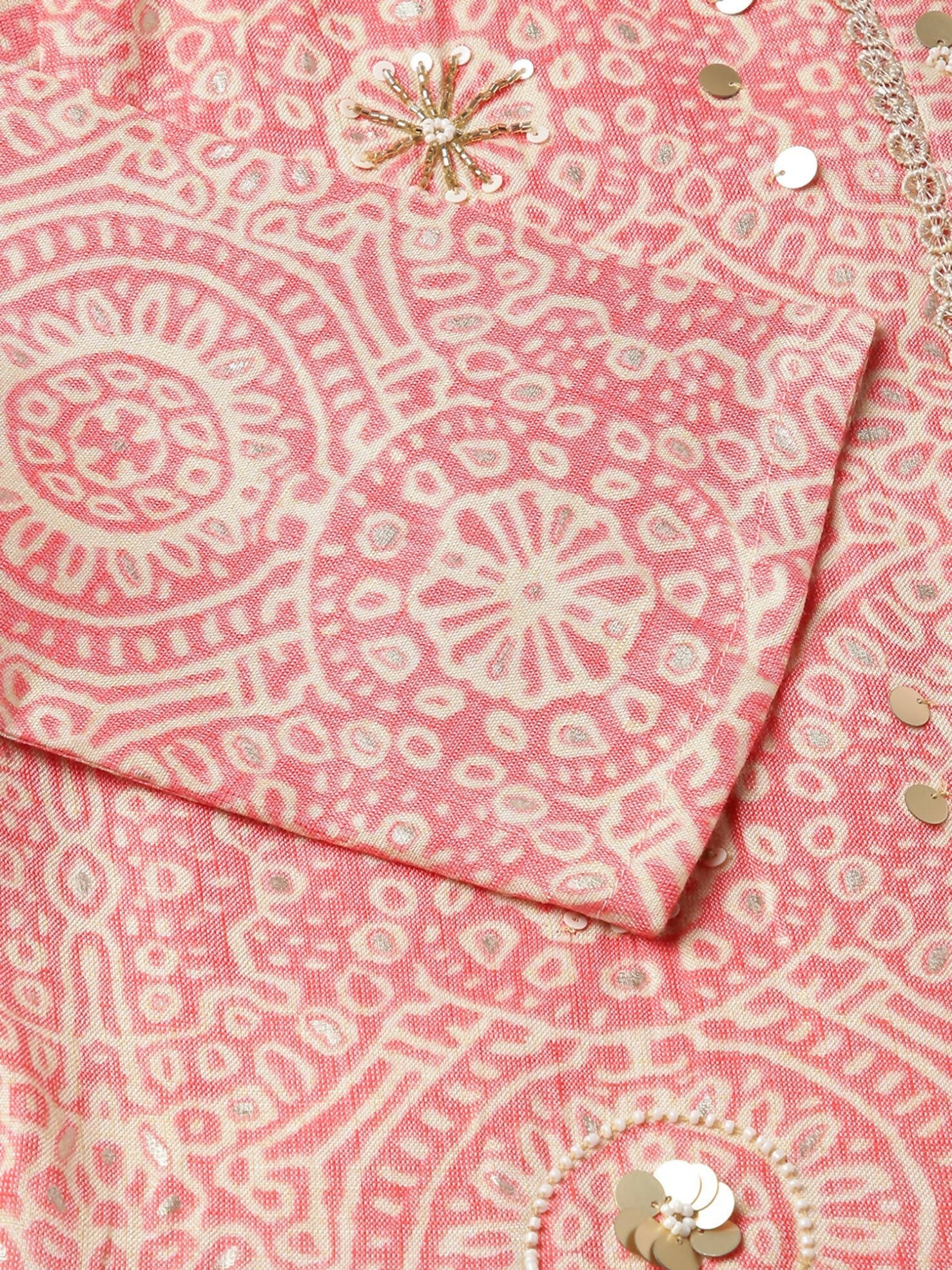 Peach Chiffon Paisley Printed Top - Himanshi - Swadesiicart