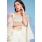 Off White Georgette Sequence With Thread Designer Co-Ord Set - Flory - Swadesiicart