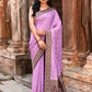Joban Fashion Lavender Crepe Chiffon Pure Handloom Banarasi Silk Saree | Swadesiicart