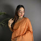 Joban Fashion Orange Banarasi Soft Lichi Silk Checks & Woven Saree | Swadesiicart
