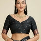 Vishnu Weaves Women's Black Banarasi Silk Zari Woven Saree with Blouse - Swadesiicart
