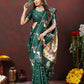 Lorenvalley Fashion Green Soft Paithani Silk Woven Design Gold Zari Meenakari Weaving Saree - Swadesiicart