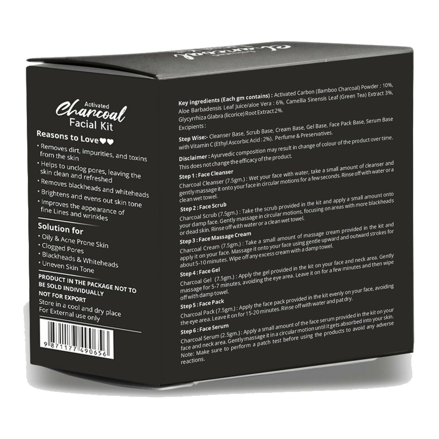 Globus Naturals Anti-Pollution Charcoal Men 6 Step Facial Kit | Swadesiicart