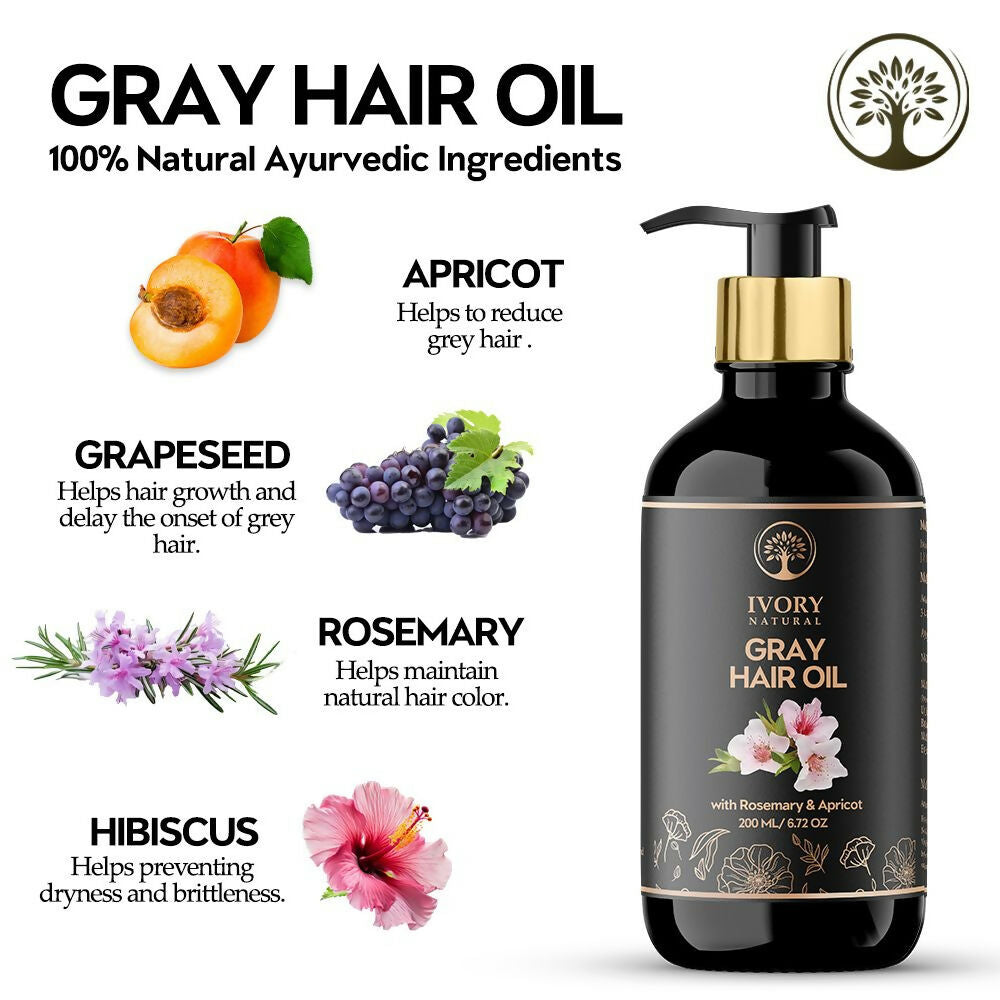 Ivory Natural Gray Oil Restore Natural Black Hair And Shine | Swadesiicart
