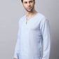 Even Apparels Men's Blue Pure Cotton Round Neck Slit Kurta | Swadesiicart