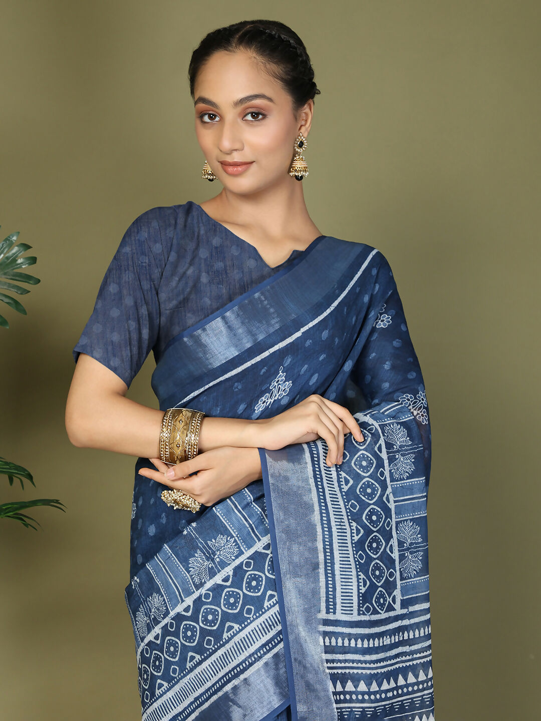 Shree Shyam Fashion Cotton Blue Saree