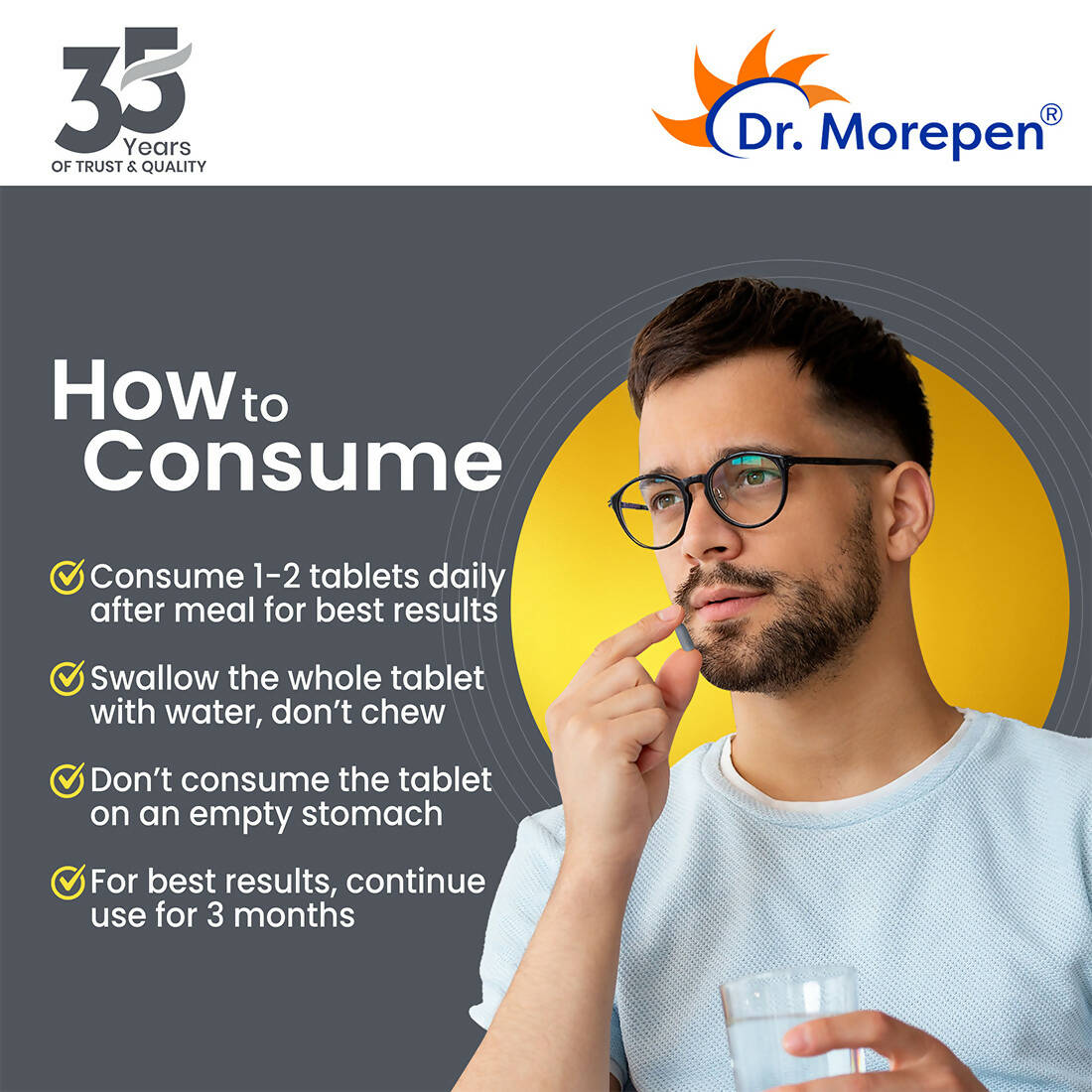 Dr. Morepen Testo Boost For Men | Increases Energy Stamina & Muscle Growth - Swadesiicart