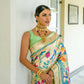 Vishnu Weaves Women's Pista Paithani Silk Zari Woven Saree with Unstitched Blouse - Swadesiicart