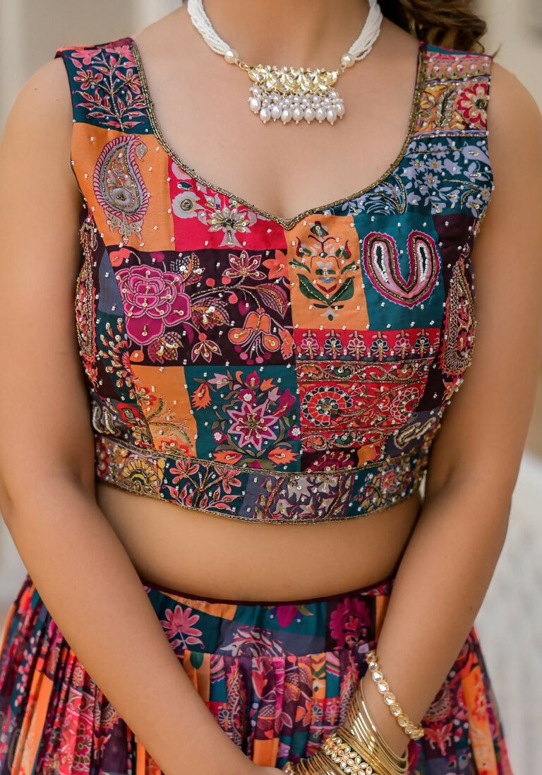Wedding Partywear Colour Full Slim Georgette Lehengha Choli With Dupata - Agnidhara - Swadesiicart