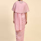 Pink Satin Solid Ready to wear Saree with stitched Blouse - Vanita | Swadesiicart
