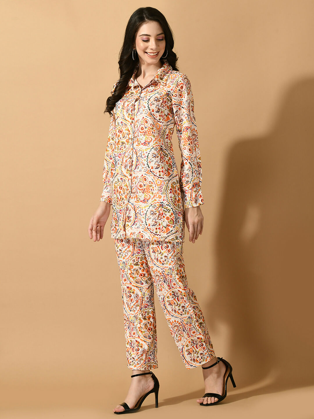 Myshka Women's Multi Printed Shirt With Trousers - Swadesiicart