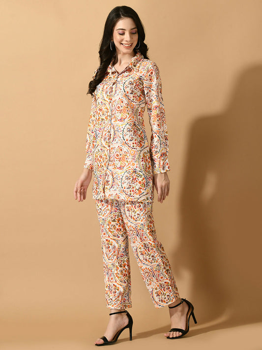 Myshka Women's Multi Printed Shirt With Trousers - Swadesiicart