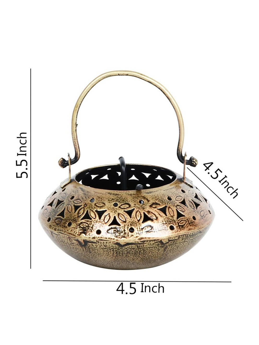CraftVatika Gold-Toned Metal Degchi Hanging Tealight Candle Holder | Swadesiicart